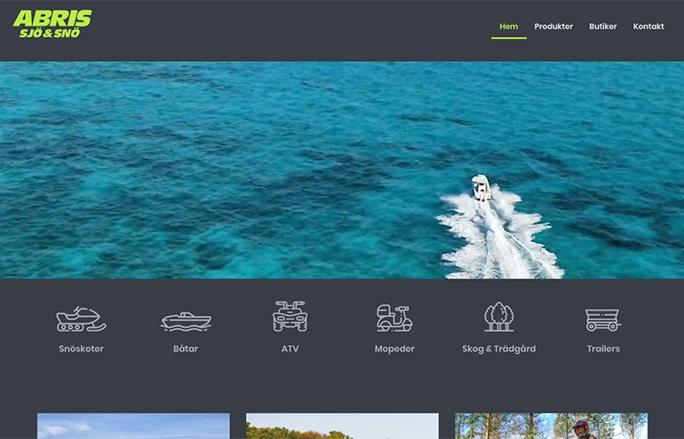 Abris – skärmbild av hero