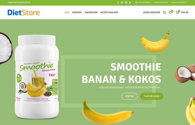 DietStore – skärmbild av hero