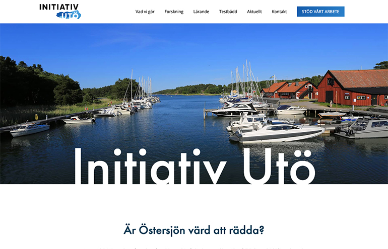 Initiativ Utö – skärmbild av hero